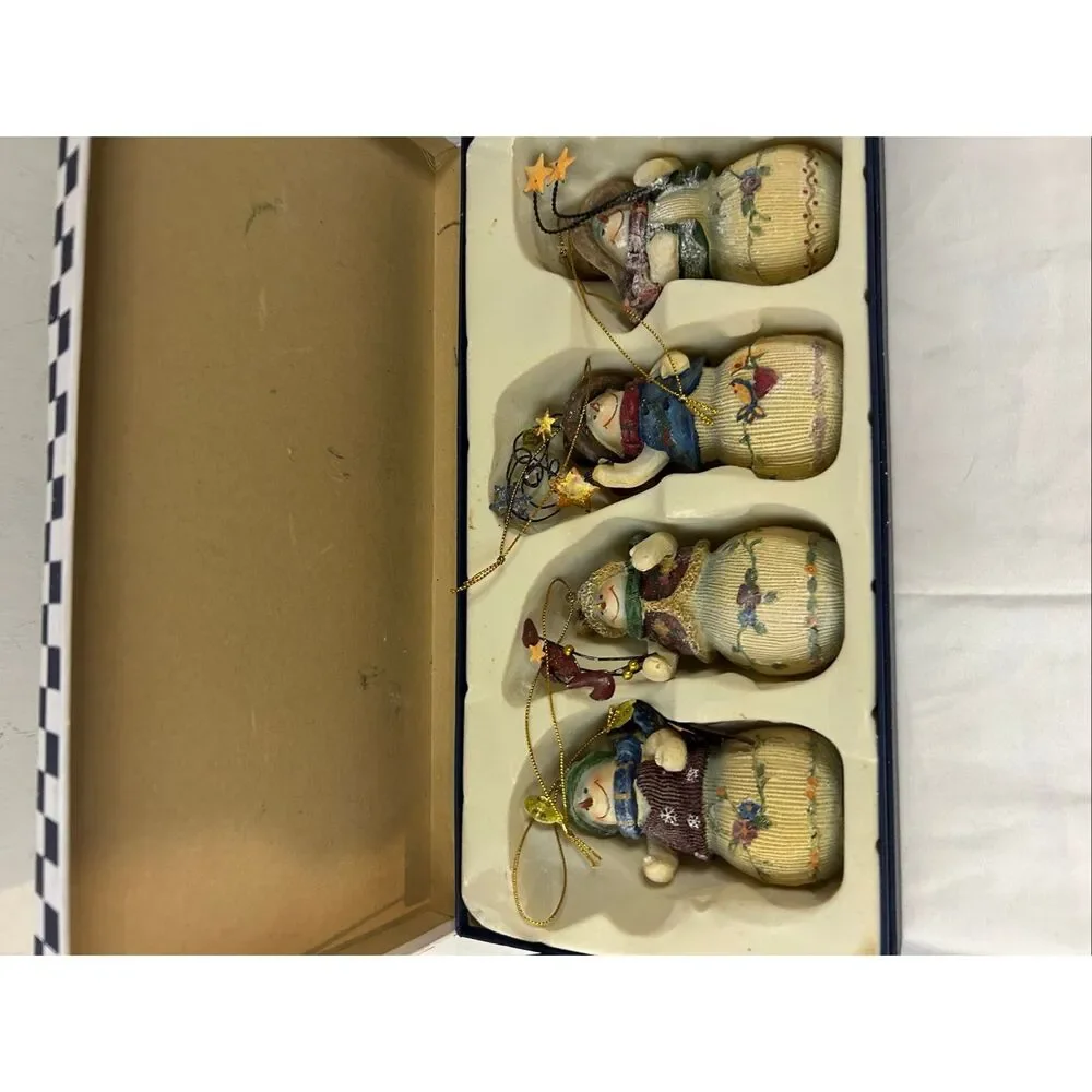 4‎ Snowman Christmas tree ornaments boxed new